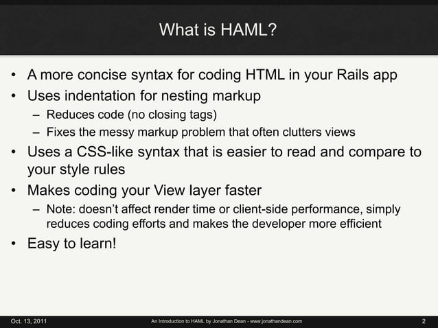 Introduction to HAML