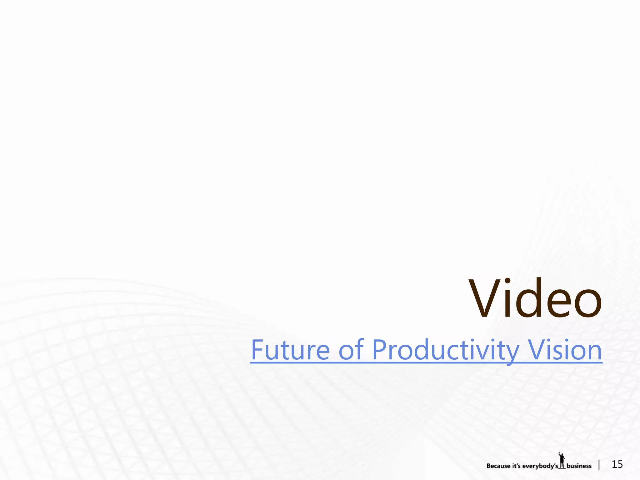Video
Future of Productivity Vision


                            |   15
 