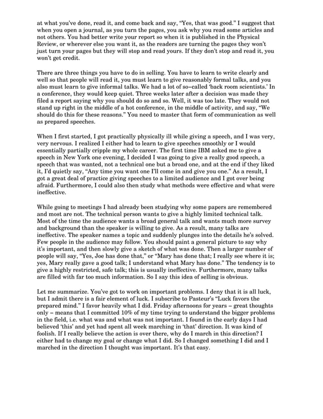 You And Your Research By Richard Hamming Hamming-you and your research | PDF