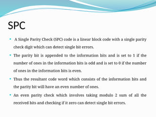 Spc Code hamming codes on error detection techniques | PPTX