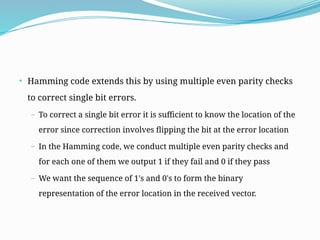 hamming codes on error detection techniques | PPTX