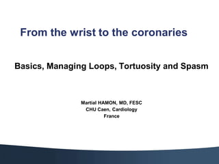 From the wrist to the coronaries


Basics, Managing Loops, Tortuosity and Spasm



               Martial HAMON, MD, FESC
                CHU Caen, Cardiology
                         France
 