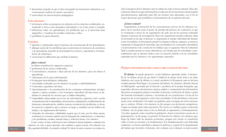 Página 162 Página 163
• determinar el grado en que se han conseguido las intenciones educativas y, en
consecuencia, realizar los ajustes necesarios;
• autoevaluar sus intervenciones pedagógicas.
A los alumnos:
• informarse sobre sus progresos en relación con los objetivos establecidos, en-
tendiendo a éstos, como principios orientadores y no como metas a cumplir;
• reflexionar sobre sus aprendizajes, los problemas que se le presentan para
adquirirlos y visualizar las posibles soluciones a ellos;
• posibilitar su autoevaluación.
A ambos:
• apreciar y comprender mejor el proceso de construcción de los aprendizajes;
• dialogar acerca de los problemas que se presentan en el proceso de enseñanza
y de aprendizaje, tratando de desentrañar los motivos y aportando a la formu-
lación de soluciones;
• consensuar la calificación que recibirá el alumno.
¿Qué evaluar?
Se deben considerar los siguientes aspectos:
• pertinencia de las metas establecidas;
• Conocimientos, creencias e ideas previas de los alumnos, antes de iniciar el
aprendizaje;
• Adecuación de la nueva información;
• Estrategias metodológicas empleadas;
• Actividades realizadas por los alumnos en grupo o individualmente;
• Contenidos específicos del área;
• Aproximaciones a la construcción de los conceptos estructurantes (tiempo,
espacio y sujetos sociales) y a los conceptos específicos del área (éstos se de-
finirán en virtud de los recortes que se hallan trabajado);
• Capacidades relacionadas con el uso de información, expresión oral y escrita
(comunicación de lo aprendido), observación, comparación, establecimiento de
relaciones, interpretación, análisis, síntesis, resolución de problemas, es decir,
los procesos cognitivos que se ponen en juego y, también con los hábitos de
trabajo y la organización del mismo;
• Actitudes de tolerancia, solidaridad, respeto por el otro, por las ideas ajenas,
confianza en sí mismo, aprecio por la búsqueda de explicaciones y soluciones
a los problemas sociales, actitud crítica y reflexiva frente a los mismos.
Como vemos se hace referencia a una evaluación inicial, formativa y sumativa con
relación, no sólo a quien aprende, sino también a quien enseña. En relación con
ello, quedará definido el ¿cuándo evaluar? Es decir, la tarea consiste en evaluar no
sólo el progreso de los alumnos sino la validez de todo el proceso educativo. Para ello,
el docente deberá recoger información en cada uno de los momentos mencionados
precedentemente, aplicando para ello, las técnicas más adecuadas, con el fin de
tomar decisiones que posibiliten el mejoramiento de su práctica docente.
¿Cómo evaluar?
Seguramente, la detección de los conocimientos previos de los alumnos res-
pecto de la cuestión sería el punto de partida del proceso de evaluación, el que
se continuará a través de un seguimiento de cada una de las acciones realizadas
durante el proceso de investigación. Para este seguimiento pueden utilizarse tablas
de observación en las que el docente va registrando el trabajo individual del alumno
como así también, su desempeño grupal (se integra, colabora, organiza, se interesa,
emprende la búsqueda de materiales que profundicen los contenidos abordados)
y la presentación oral y escrita de los trabajos que se requieran. Para la evaluación
final se podría pensar en varias alternativas, sin olvidar que las actividades y pro-
cedimientos que se diseñen deben estar en estrecha relación con las actividades
realizadas por los alumnos y los aprendizajes esperados.
POSIBLES INSTRUMENTOS PARA LLEVAR A CABO LA EVALUACIÓN FINAL
El debate. Se puede proponer –como habíamos apuntado arriba- el desarro-
llo de un debate acerca de que motivó el triunfo de las fuerzas locales frente a las tropas
británicas; otro tema de debate es si puede considerarse la Reconquista como un hito para
sociedad argentina Para llegar a la instancia del debate, los alumnos deberán bucear
en bibliografía –aportada por el docente y producto de la propia búsqueda- que
responda a diversas orientaciones; manejo, análisis y contrastación de información;
discusión en pequeños grupos; consultas al docente; confección de fichas a partir
del material consultado; escritura y reescritura de sus conclusiones a la luz de los
progresos de su investigación, entre otras actividades. El día del debate, el docente
actúa como moderador. Ha traído un grabador para consignar las intervenciones
que se realicen. Divide a los alumnos en dos grupos con posiciones antagónicas.
Asigna un tiempo para cada exposición. Por sorteo se establece quien comenzará
el debate. Así, un grupo ataca y otro se defiende, se argumenta y contraargumenta.
A la clase siguiente todos escuchan la grabación y hacen comentarios acerca de su
participación y la del grupo en general. El docente les solicita a los alumnos que,
luego de haber oído las distintas posiciones, pongan por escrito su conclusión
sobre el tema en cuestión y la fundamenten. Esa fundamentación será defendida
oralmente en forma individual y, durante la defensa y, a partir de la desgrabación
del debate que ha hecho el docente, éste evaluará con el alumno su intervención
 