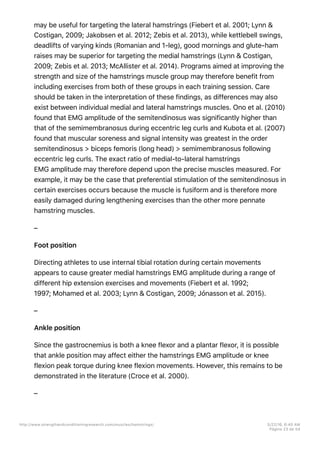 Hamstrings training and injury prevention | PDF