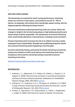 Hamstrings training and injury prevention | PDF