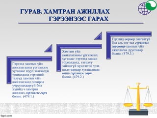 ГУРАВ. ХАМТРАН АЖИЛЛАХГУРАВ. ХАМТРАН АЖИЛЛАХ
ГЭРЭЭНЭЭС ГАРАХГЭРЭЭНЭЭС ГАРАХ
 
