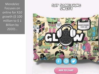 Mondelez
Focuses on
online for X10
growth ($ 100
million to $ 1
Billion by
2020)…
 
