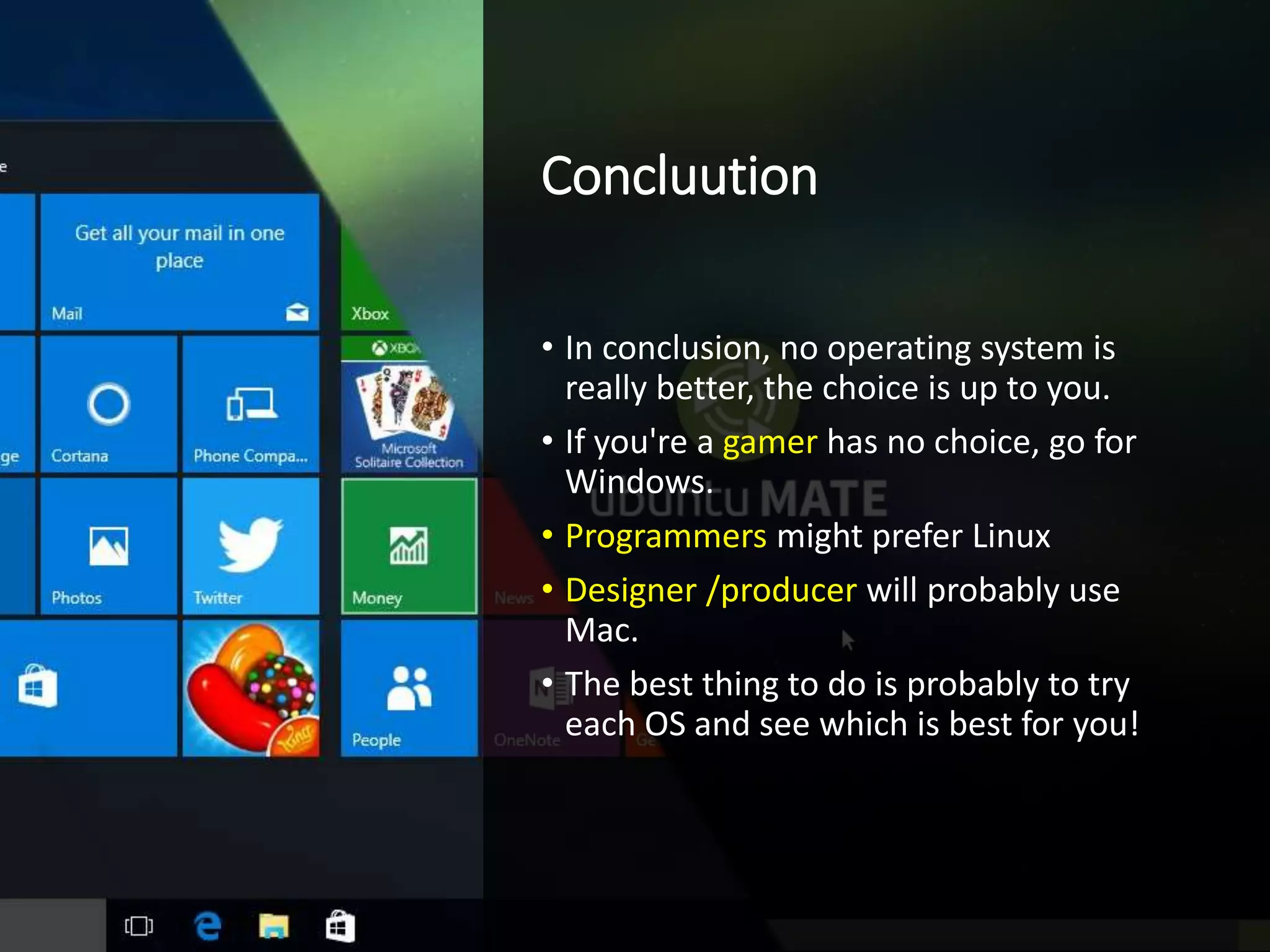 Comparing windows vs mac vs linux | PPTX | Operating Systems | Computer ...
