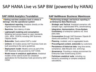 SAP HANA Live vs SAP BW (powered by HANA)
 