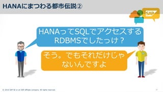 ? 2016 SAP SE or an SAP affiliate company. All rights reserved. 11
HANA Ĥ Ёh
HANA SQL
RDBMS 
  

 