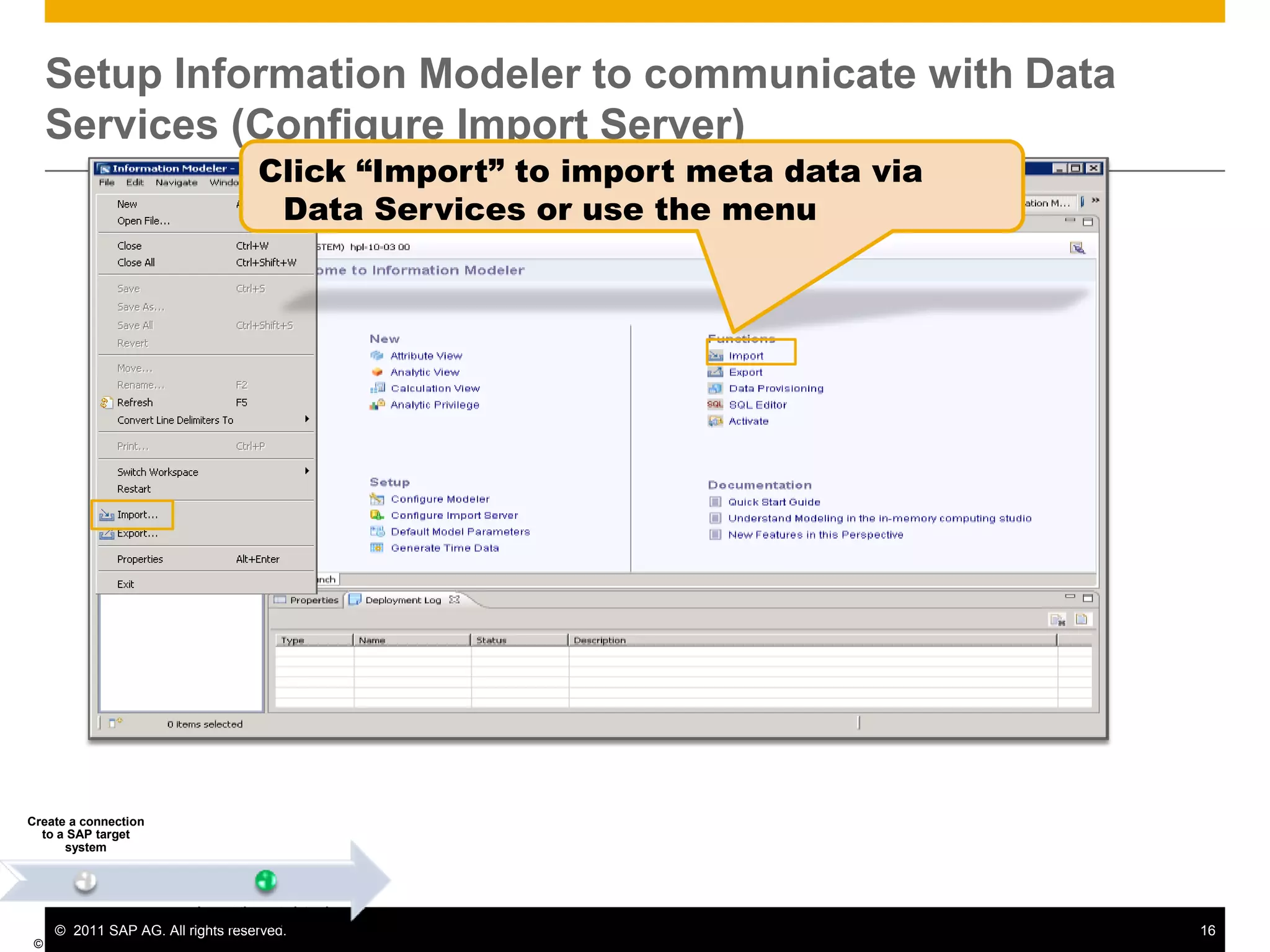 Architecture OverviewSAP HANA Appliance and SurroundingsSAP HANA StudioClientsMS ExcelBI4 ExplorerModelingAdministrationSAP BI4 universes (WebI,...)Dashboard DesignBI4 AnalysisERPSAP HANA ApplianceReplication AgentSLT Add-onSAP HANA DatabaseSession ManagementLogERP DBTransaction ManagerRequest Processing / Execution ControlReplication ServerSQL ParserMDXAuthorization ManagerSAP Business Objects BI4SQL ScriptCalc EngineLoad ControllerRelational EnginesSBO  BI4 Information Design ToolData Services DesignerMetadata ManagerRow StoreColumn StorePersistence LayerLoggerPage ManagementSBO BI4 servers       ( program for client)Data ServicesDisk StorageData VolumesLog VolumesOther Source SystemsSAP NetWeaver BW3rd Party