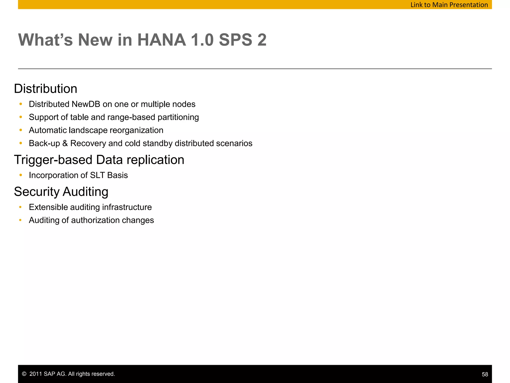 Reporting on HANA Client and connectivity options© SAP AG 2009Web IntelligenceCrystal Reportsfor EnterpriseAre part of SAP BusinessObjects BI 4.0DashboardsAnalysis Office v1.1Semantic Layer (universe UNX)ExcelExplorerCrystal Reports 2011BICSODBCJDBCJDBCODBCJDBCODBOODBCMDXSQLSQLSQLSQLSAP HANA SAP In-memory Computing Engine
