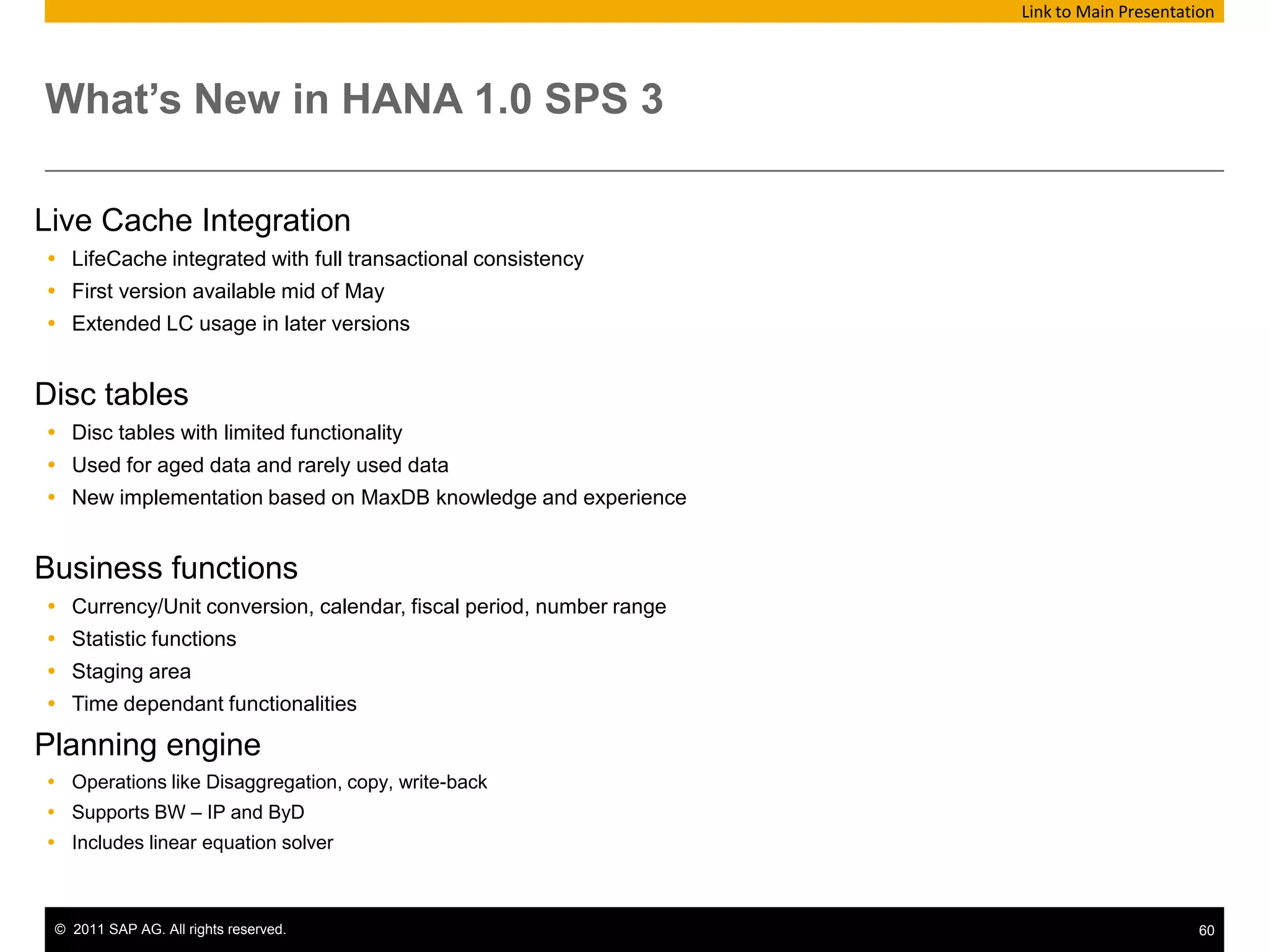 Reporting on HANANative Excel interface - Pivot Tables (ODBO)Multidimensional reporting is available via Excel Pivot TablesThis has the advantage of „quick and dirty“ cross-tab style reporting via ExcelNumerous disadvantages existThe report definition is only avalable locally (workarounds exist)Subject to performance limitations of the desktop machine where Excel runsPivot Tables can be initiated numerous ways but primary entry point is via the Excel DATA menu option.© SAP AG 2009