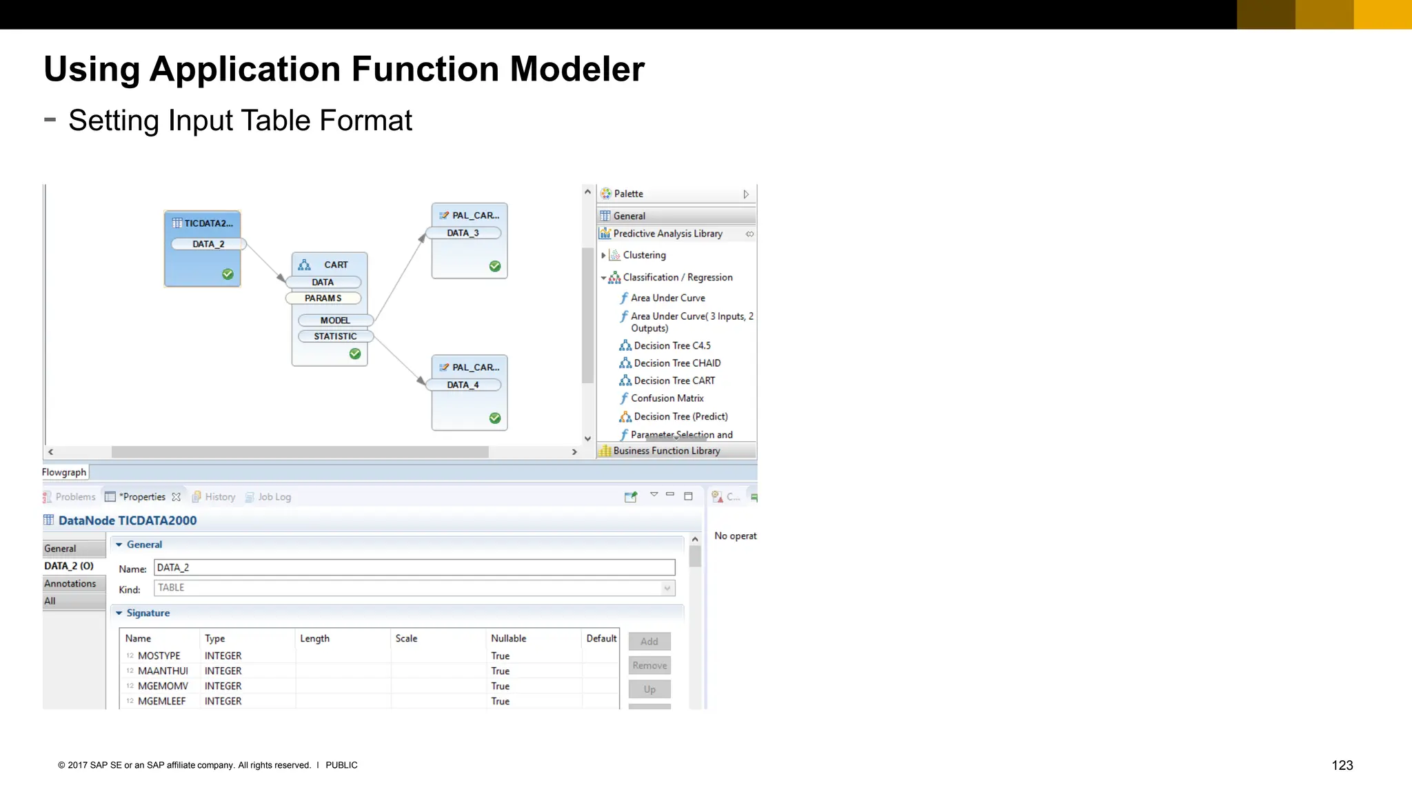 123
PUBLIC
© 2017 SAP SE or an SAP affiliate company. All rights reserved. ǀ
Using Application Function Modeler
- Setting Input Table Format
 