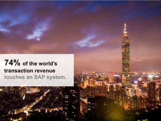 6© 2014 SAP AG or an SAP affiliate company. All rights reserved.
74% of the world’s
transaction revenue
touches an SAP system.
 