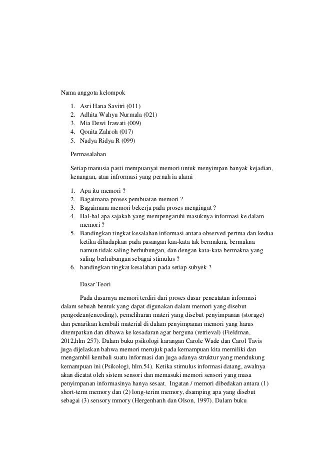Laporan Praktikum Memori