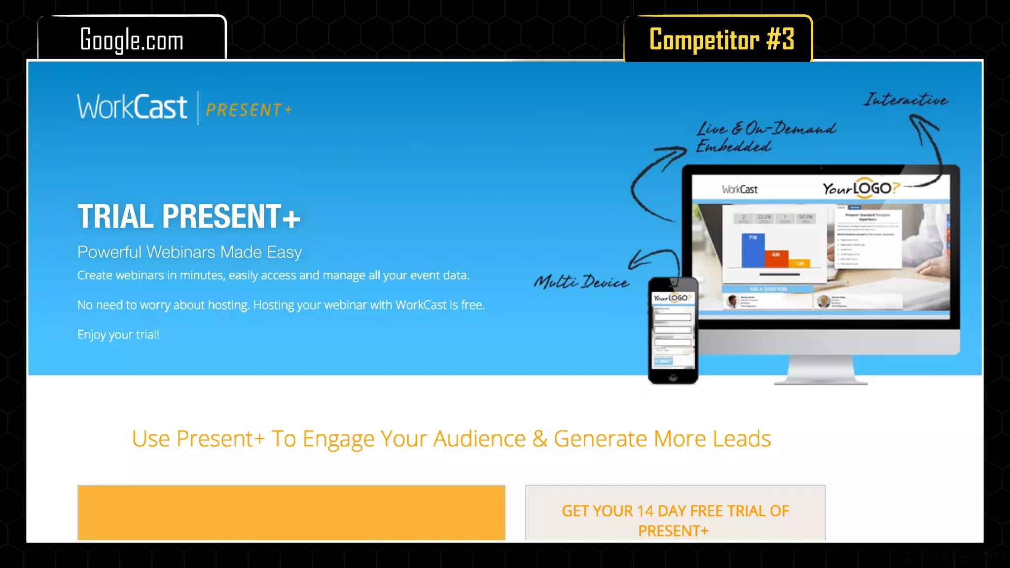 TRIAL PRESENT+
Powerful Webinars Made Easy
Competitor #3Google.com
 