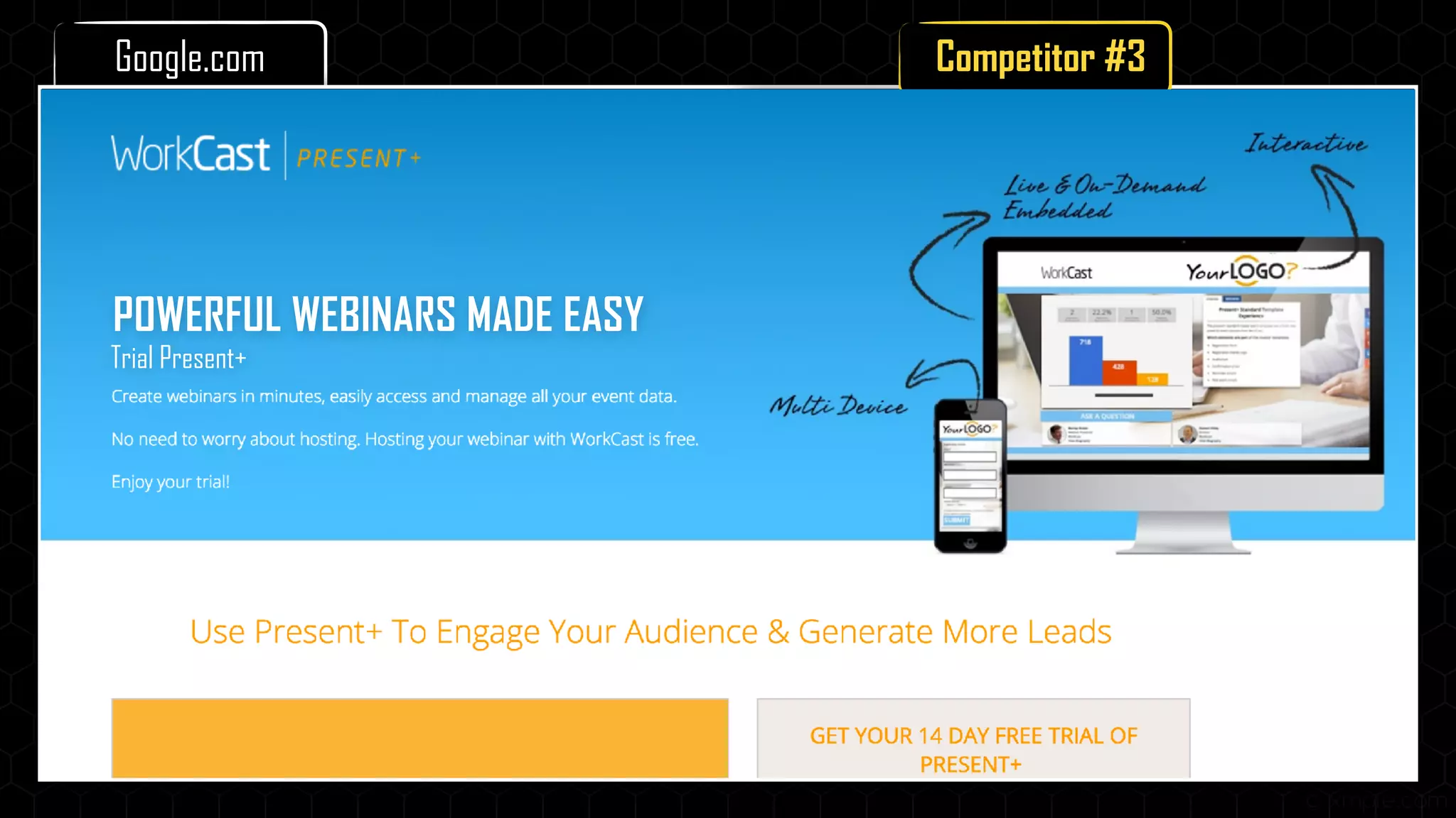 Trial Present+
POWERFUL WEBINARS MADE EASY
Competitor #3Google.com
 