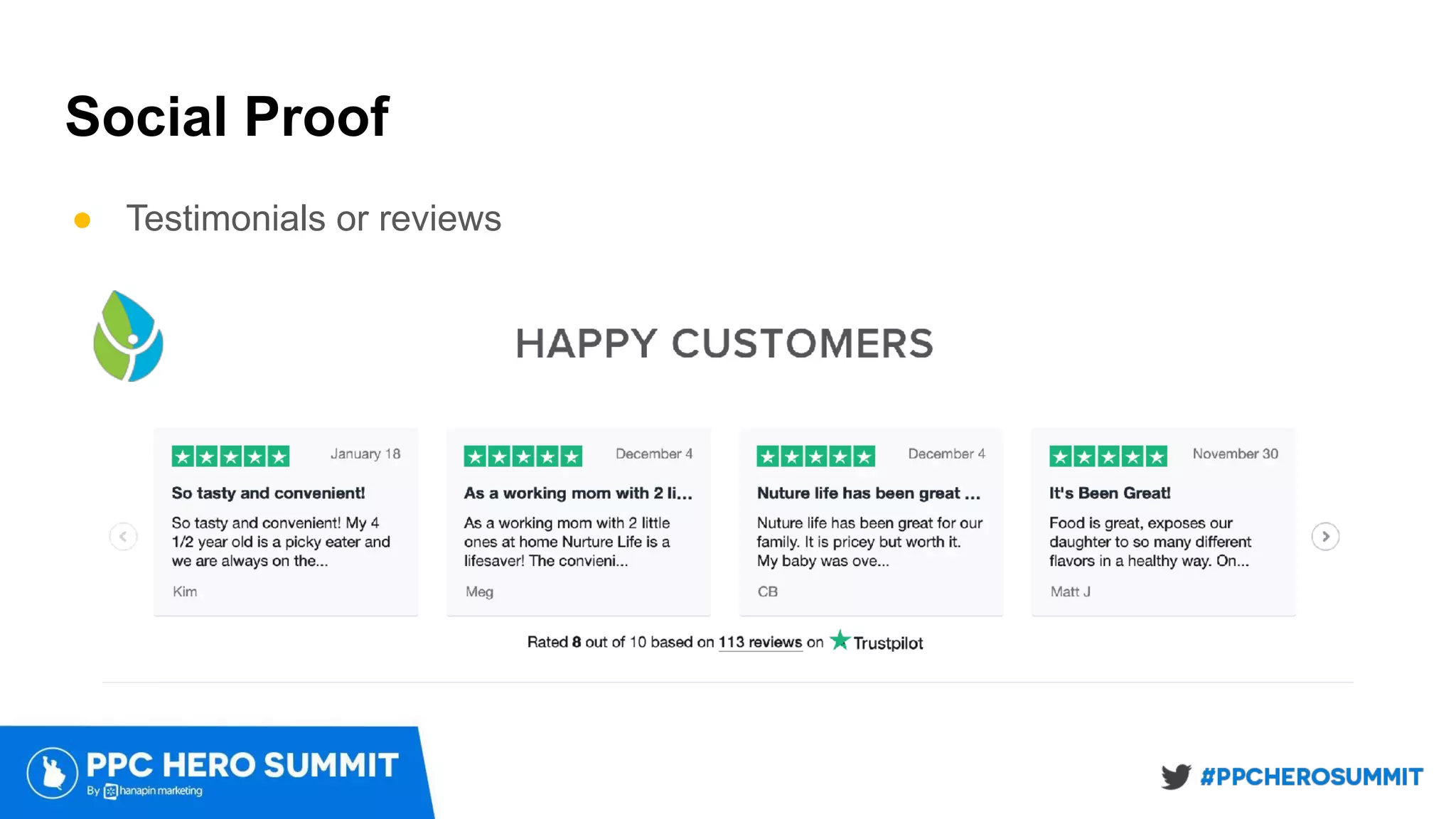 Social Proof
● Testimonials or reviews
 