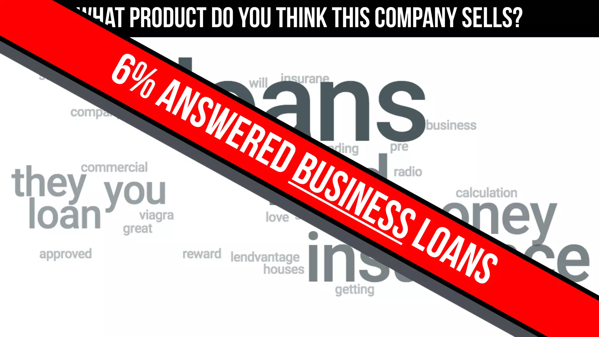 What product do you think this company sells?
What product do you think this company sells?
6%answeredbusinessloans
 