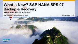 What´s New? SAP HANA SPS 07
Backup & Recovery
(Delta from SPS 06 to SPS 07)
SAP HANA Product Management

November, 2013

 