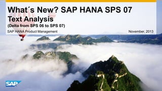 What´s New? SAP HANA SPS 07
Text Analysis
(Delta from SPS 06 to SPS 07)
SAP HANA Product Management

November, 2013

 