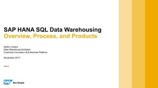 PUBLIC
Sefan Linders
Data Warehouse Architect
Customer Innovation & Enterprise Platform
November 2017
SAP HANA SQL Data Warehousing
Overview, Process, and Products
 