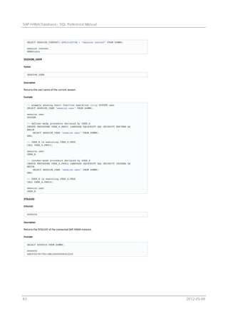 Hana sql | PDF