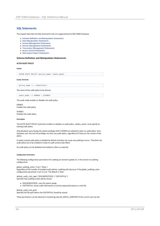 Hana sql | PDF