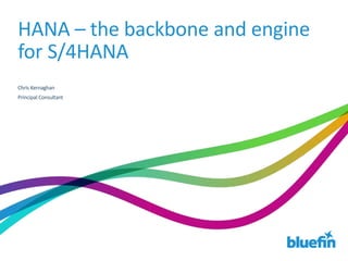 HANA – the backbone and engine
for S/4HANA
Chris Kernaghan
Principal Consultant
 