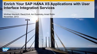 Enrich Your SAP HANA XS Applications with User
Interface Integration Services
Winfried Wenisch, David Kviti, Avi Guzansky, Aviad Rivlin
November, 2013

 