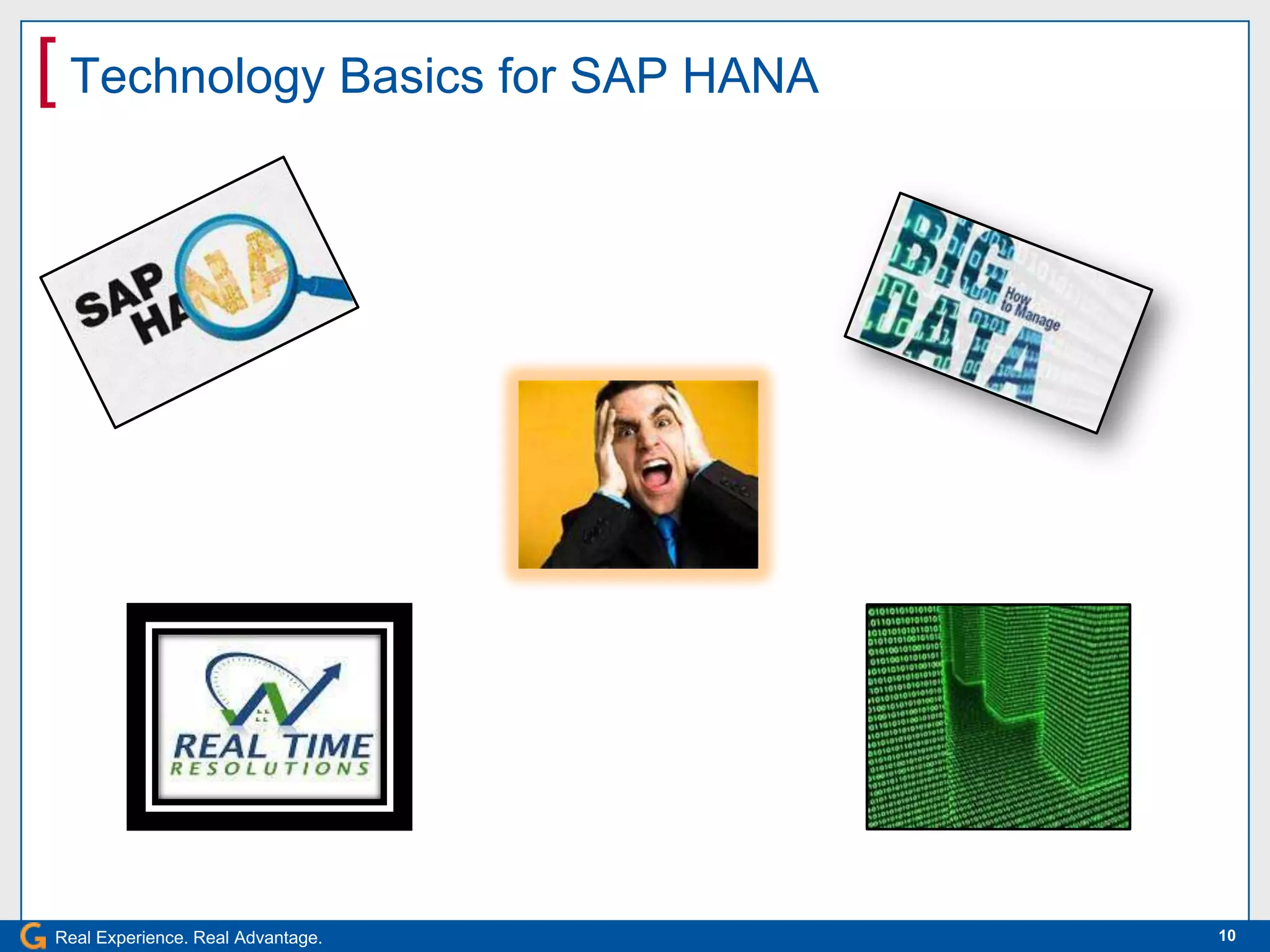 [ Technology Basics for SAP HANA




Real Experience. Real Advantage.   10
 