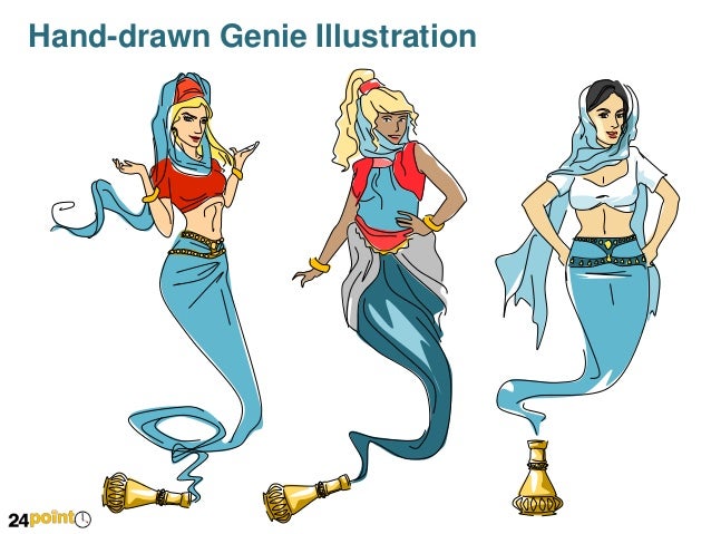 Hand Drawn Male and Female Genie Illustrations