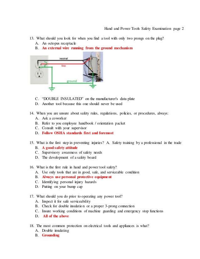 Hand and power tool exam