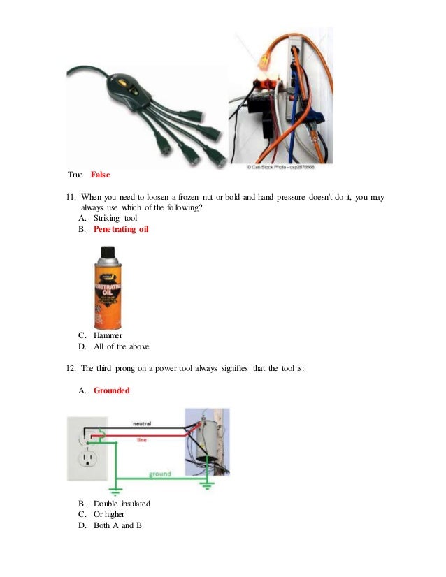 Hand and power tool exam