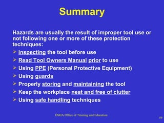 Hand and power tool safety power point | PPT