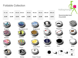 Foldable Collection
30 units

50 units

100 units

£3.99

£3.49

£2.99

200 units

£2.99

300 units

400 units

500 units

1000 units

2000 units

£2.99

£2.99

£2.89

£2.49

£2.45

Butterfly

Blue Modern Art

Abstract

Black Cat

Prune

Amy

Stripes

Marilyn

Wedgewood

Leopard

Honey Heart

Flower Thrower

Cameo

Banksy

Keep Calm

Recommended retail
Price £9.99

Moustache

Lady Bugs

Black

Lace

Dog

White

 