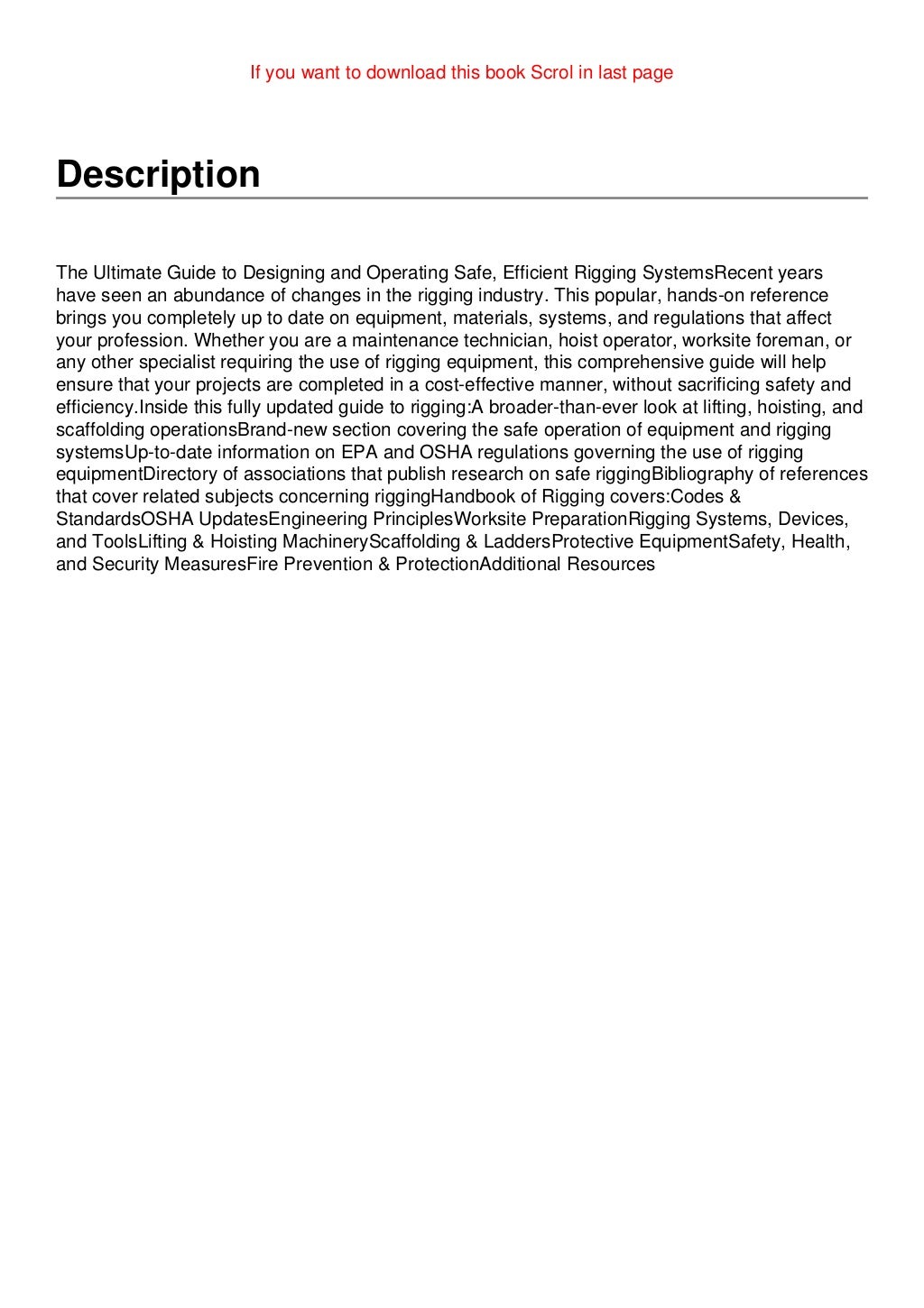 !PDF Handbook of Rigging Lifting, Hoisting, and Scaffolding for Construction and Industrial