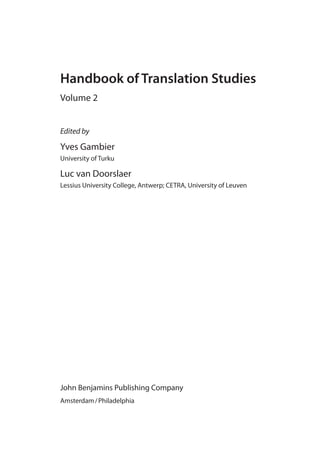 PDF) FLYNN, Peter, et al. Interconnecting Translation Studies and