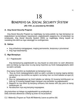 Handbook Ng Mga Benepisyo Ng Mga Manggagawa Ayon Sa Batas (2014) | PDF