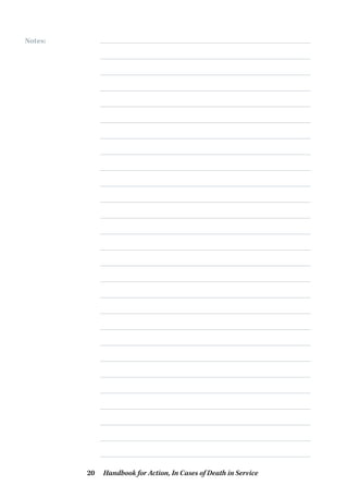 Notes:
Handbook for Action, In Cases of Death in Service20
 