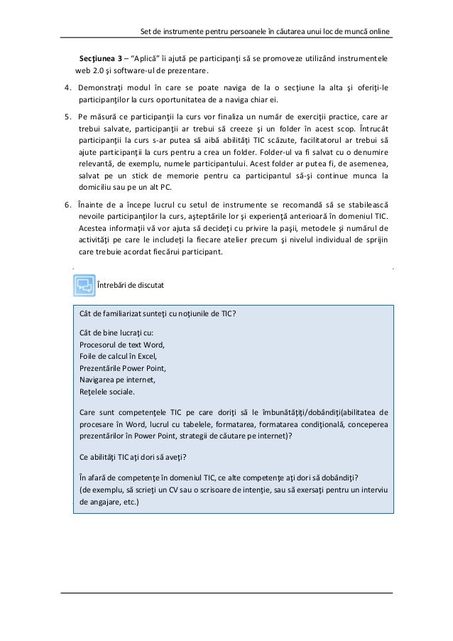 Facilitator S Handbook On Online Employment Toolkit In Romanian