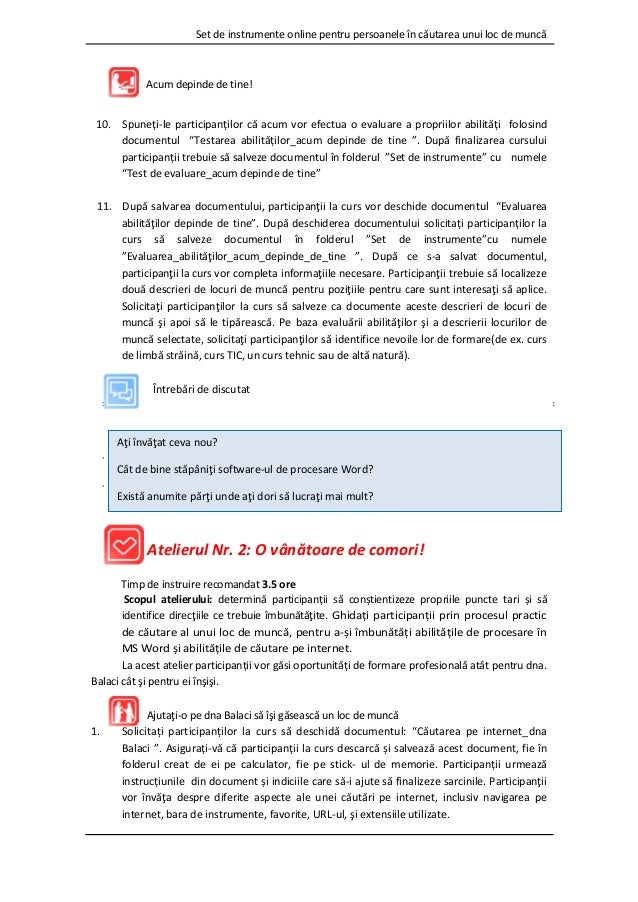 Facilitator S Handbook On Online Employment Toolkit In Romanian