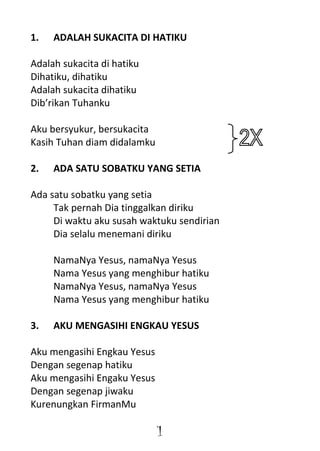 Kunci Lagu Dengar Dia Panggil Nama Saya Handbook lagu sekolah minggu
