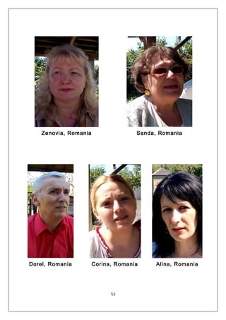 Zenovia, Romania Sanda, Romania
Dorel, Romania Corina, Romania Alina, Romania
53
 