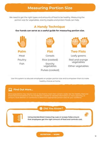 Nutrition Guide Using Hand Handbook Nutrition at Work | PDF