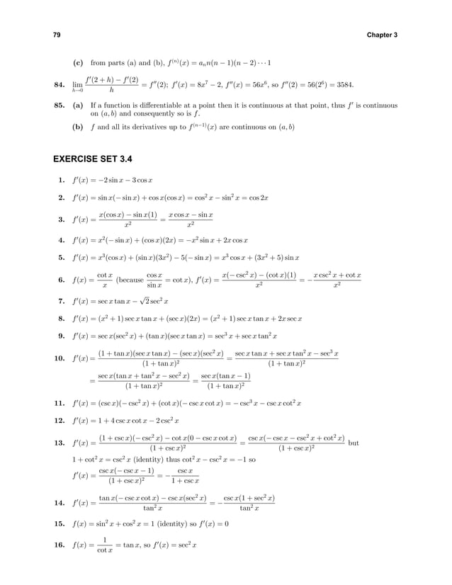 Hand book of Howard Anton calculus exercises 8th edition