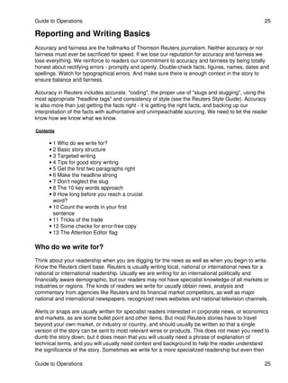 Reuters Writing Reuters Journalism Handbook | PDF