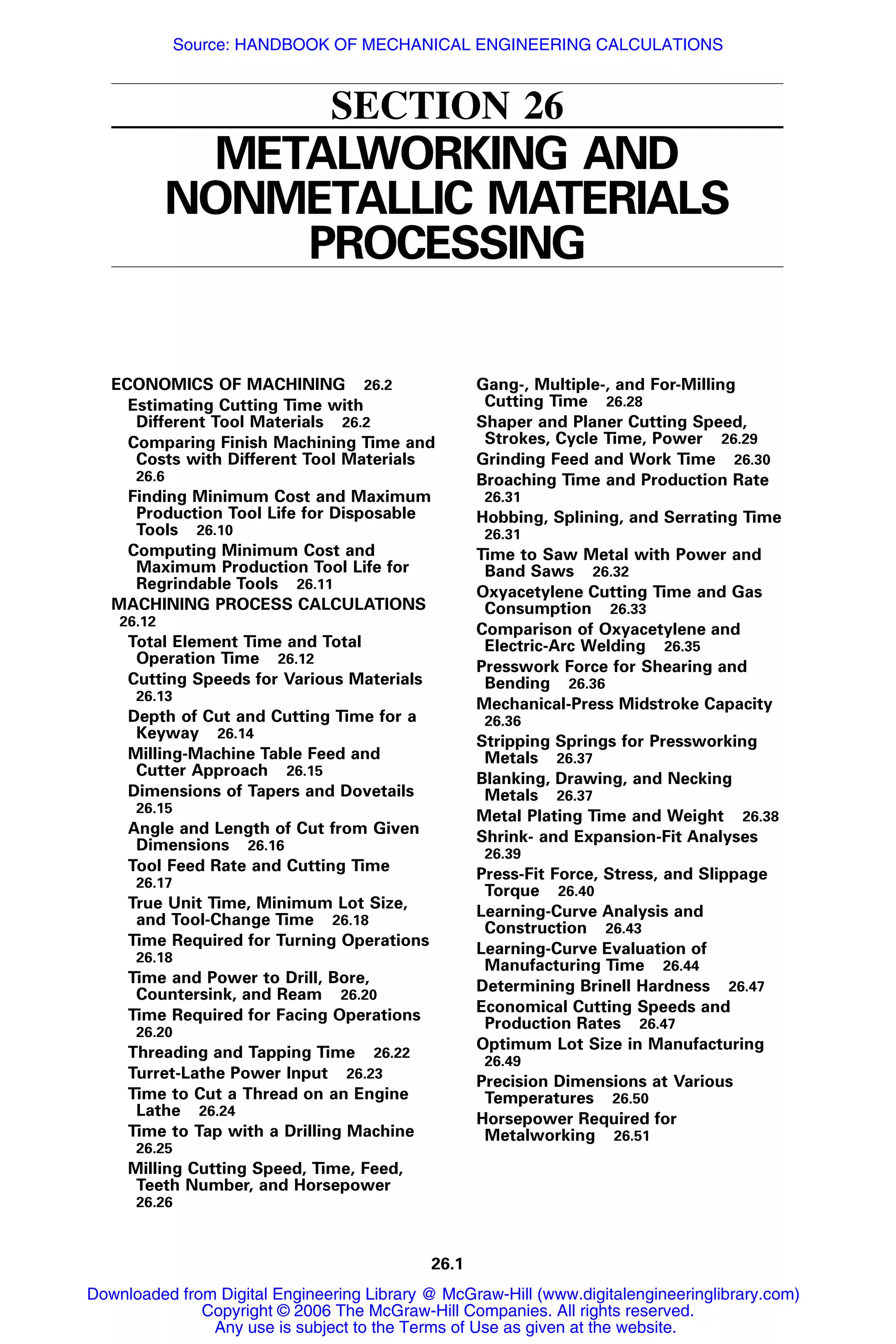 Handbook of mechanical engineering calculations
