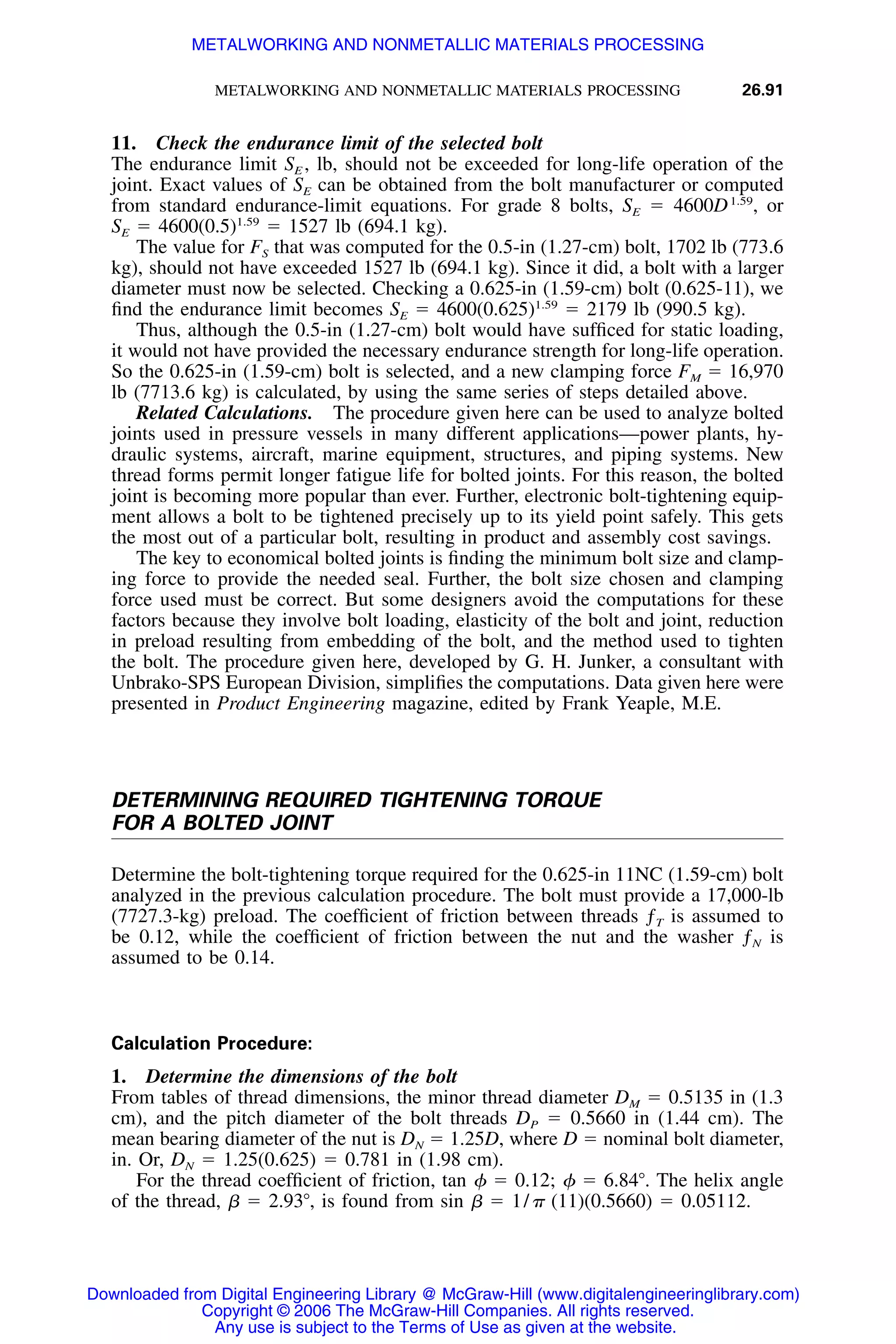 Handbook of mechanical engineering calculations